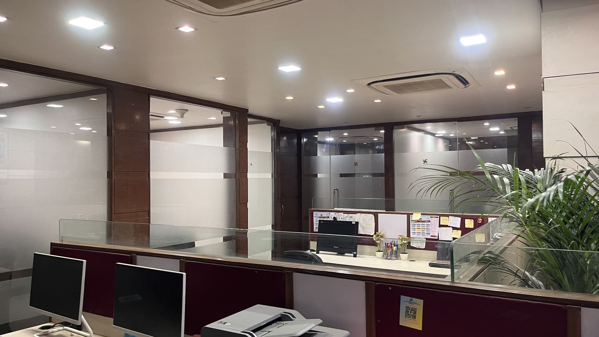 Office workspace with cubicles