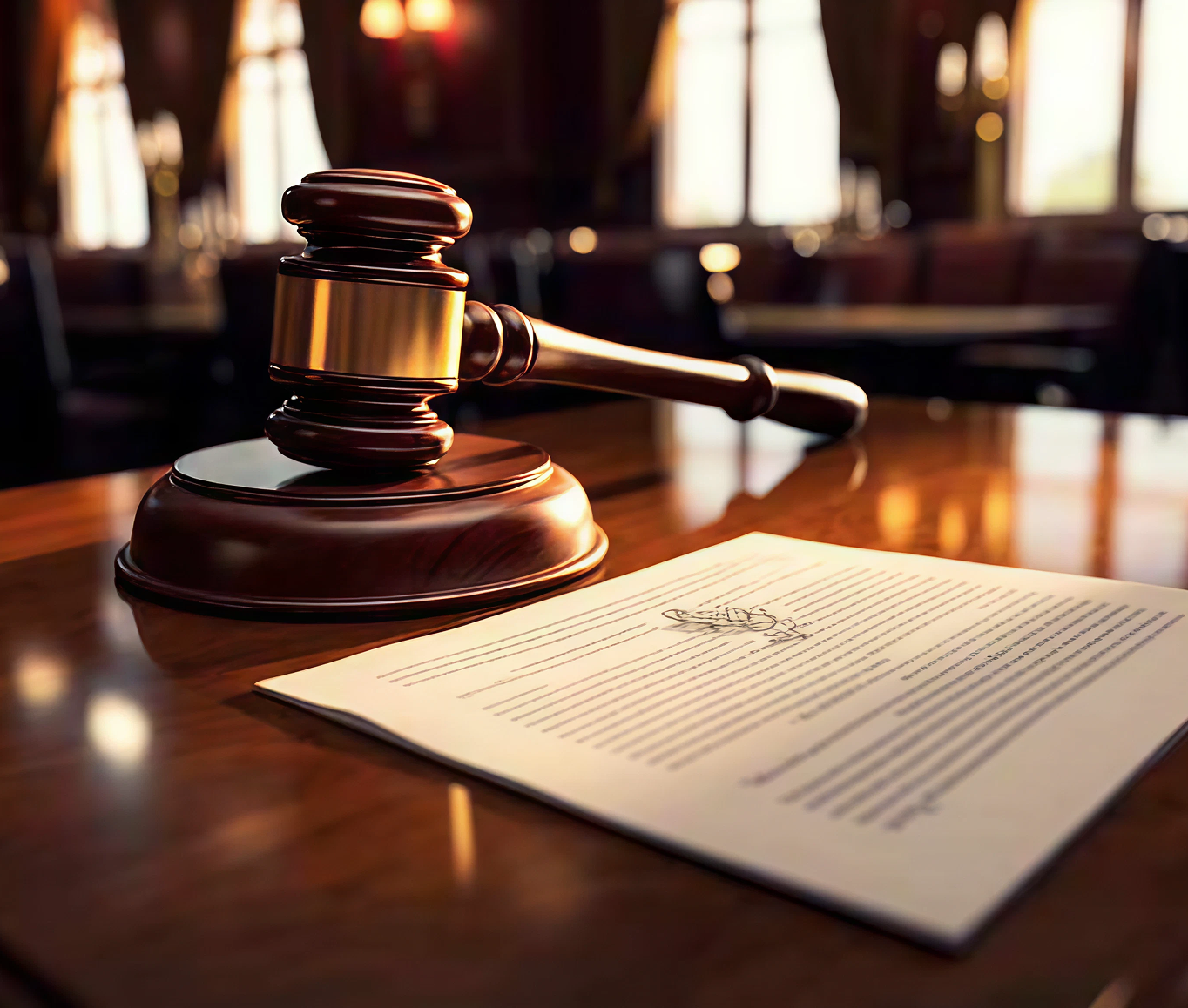 Wooden gavel on legal documents representing legal expertise